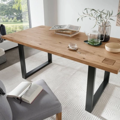 Étkezőasztal 160x90 LEXY - olajozott vadtölgy / fekete