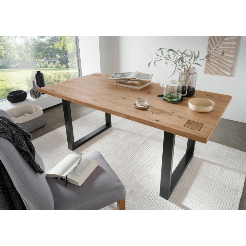 Étkezőasztal 160x90 LEXY - olajozott vadtölgy / fekete