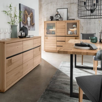 Étkezőasztal 160x90 LEXY - olajozott vadtölgy / fekete