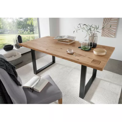 Étkezőasztal 180x90 LEXY - olajozott vadtölgy / fekete