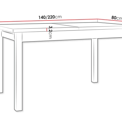 Kihúzható étkezőasztal 140x80 cm CAMBERT XL 1 - unokája tölgy / fehér