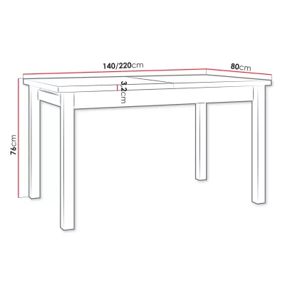 Kihúzható étkezőasztal 140x80 cm CAMBERT XL 1 - unokája tölgy / fehér