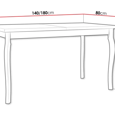 Kihúzható étkezőasztal 140x80 cm ELISEK 5 - unokája tölgy / fekete