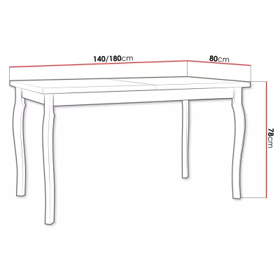 Kihúzható étkezőasztal 140x80 cm ELISEK 5 - unokája tölgy / fekete