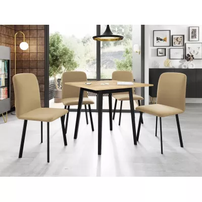 Kis kihúzható étkezőasztal 85x85 cm BAKARA - kraft tölgyfa arany / fekete