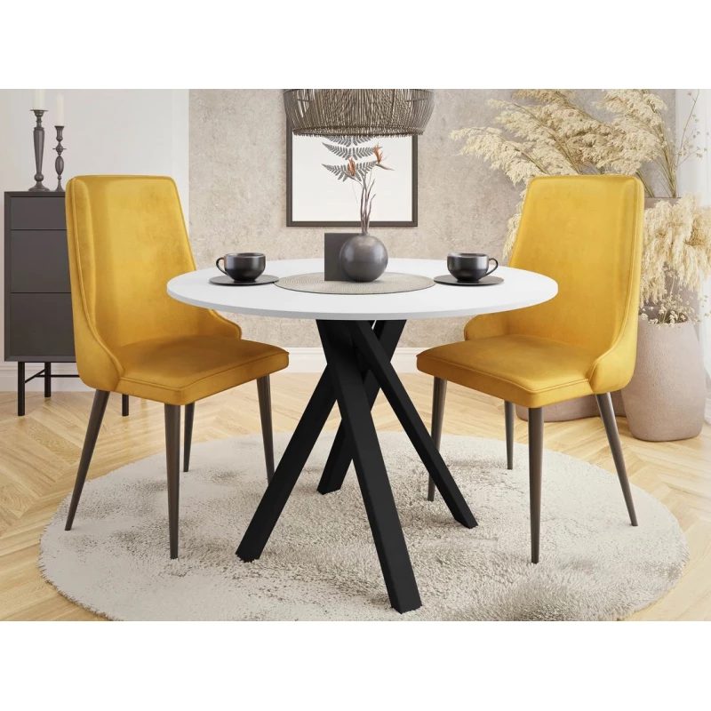 Kis kerek étkezőasztal 92 cm BOMBEL - fehér / fekete