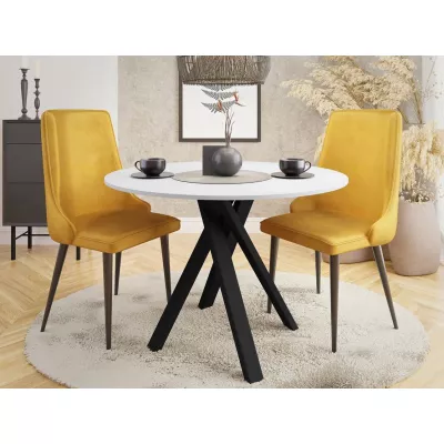 Kis kerek étkezőasztal 92 cm BOMBEL - fehér / fekete