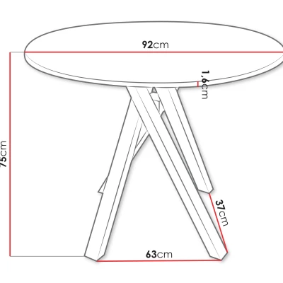 Kis kerek étkezőasztal 92 cm BOMBEL - fehér / fekete