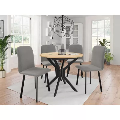 Kis kerek étkezőasztal 90 cm DIAMENT 1 - kraft tölgyfa arany / fekete