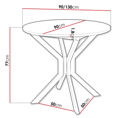 Kis kerek étkezőasztal 90 cm DIAMENT 1 - kraft tölgyfa arany / fekete
