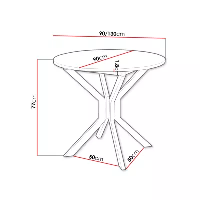 Kis kerek étkezőasztal 90 cm DIAMENT 1 - kraft tölgyfa arany / fekete