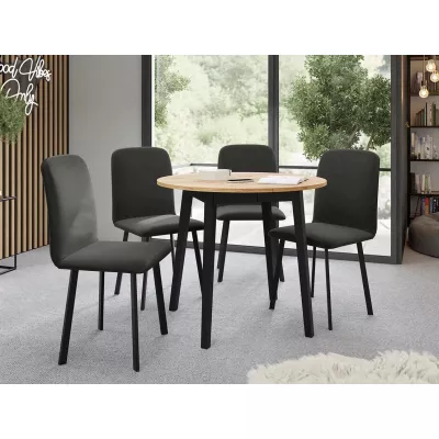 Kis kerek étkezőasztal 90 cm DIAMENT 2 - kraft tölgyfa arany / fekete