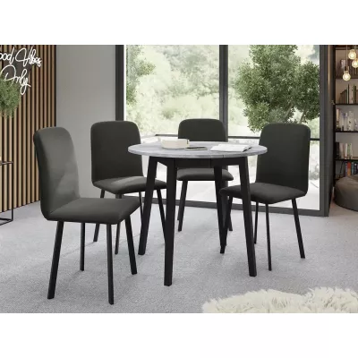 Kis kerek étkezőasztal 90 cm DIAMENT 2 - szürke márvány / fekete