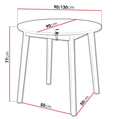 Kis kerek étkezőasztal 90 cm DIAMENT 2 - kraft tölgyfa arany / fekete