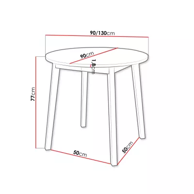 Kis kerek étkezőasztal 90 cm DIAMENT 2 - kraft tölgyfa arany / fekete