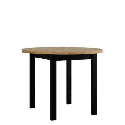 Kis kihúzható kerek étkezőasztal 100 cm BAIRD 2 - artisan tölgy / fekete