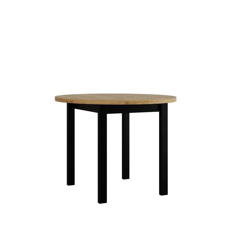 Kis kihúzható kerek étkezőasztal 100 cm BAIRD 2 - artisan tölgy / fekete