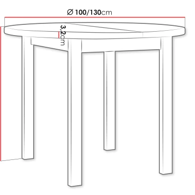 Kis kihúzható kerek étkezőasztal 100 cm BAIRD 2 - artisan tölgy / fekete