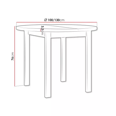 Kis kihúzható kerek étkezőasztal 100 cm BAIRD 2 - artisan tölgy / fekete