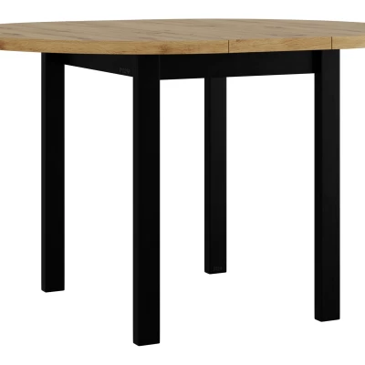 Kis kihúzható kerek étkezőasztal 100 cm BAIRD 2 - artisan tölgy / fekete