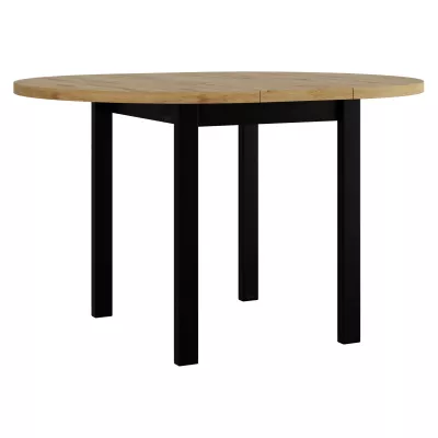 Kis kihúzható kerek étkezőasztal 100 cm BAIRD 2 - artisan tölgy / fekete