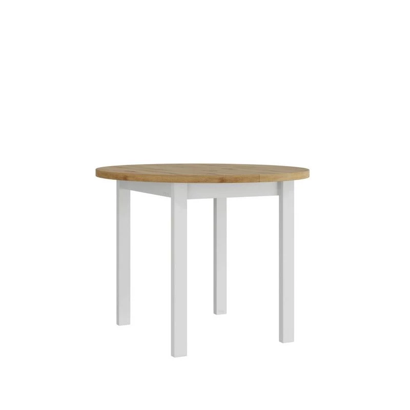 Kis kihúzható kerek étkezőasztal 100 cm BAIRD 2 - artisan tölgy / fehér