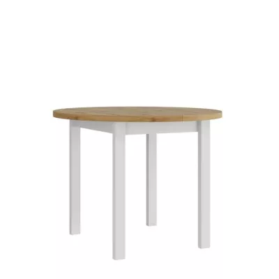 Kis kihúzható kerek étkezőasztal 100 cm BAIRD 2 - artisan tölgy / fehér