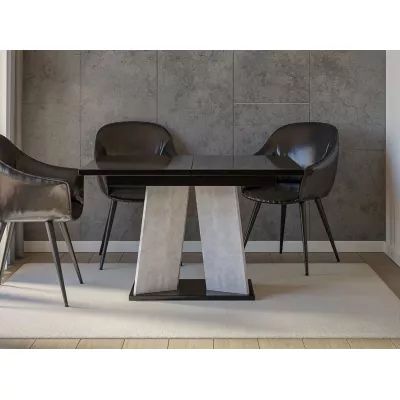 Modern kihúzható étkezőasztal RANDOY - beton / fényes fekete