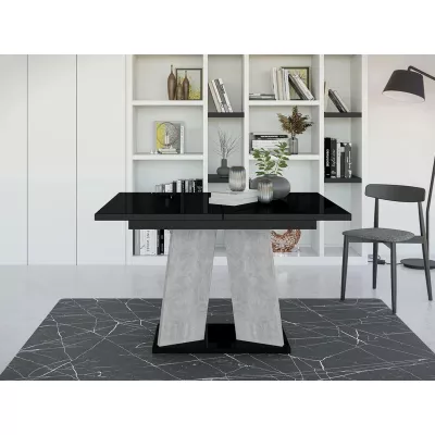Modern kihúzható étkezőasztal RANDOY - beton / fényes fekete