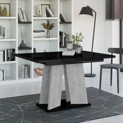 Modern kihúzható étkezőasztal RANDOY - beton / fényes fekete