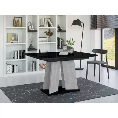 Modern kihúzható étkezőasztal RANDOY - beton / fényes fekete