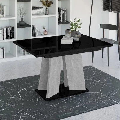 Modern kihúzható étkezőasztal RANDOY - beton / fényes fekete