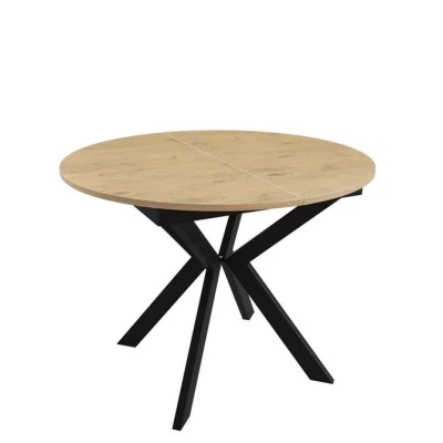 Kis kerek konyhaasztal 100 cm REKITA - lancelot tölgy / fekete
