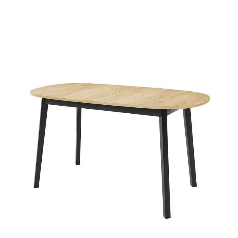 Ovális, kihúzható étkezőasztal 150x80 cm JORIS - kraft tölgyfa, arany / fekete