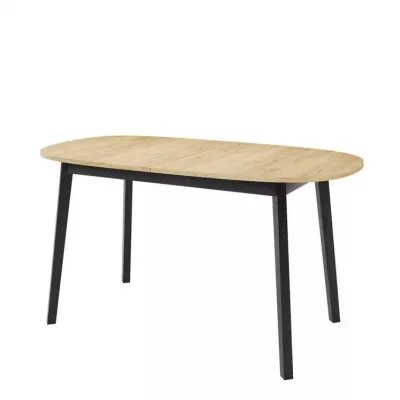 Ovális, kihúzható étkezőasztal 150x80 cm JORIS - kraft tölgyfa, arany / fekete