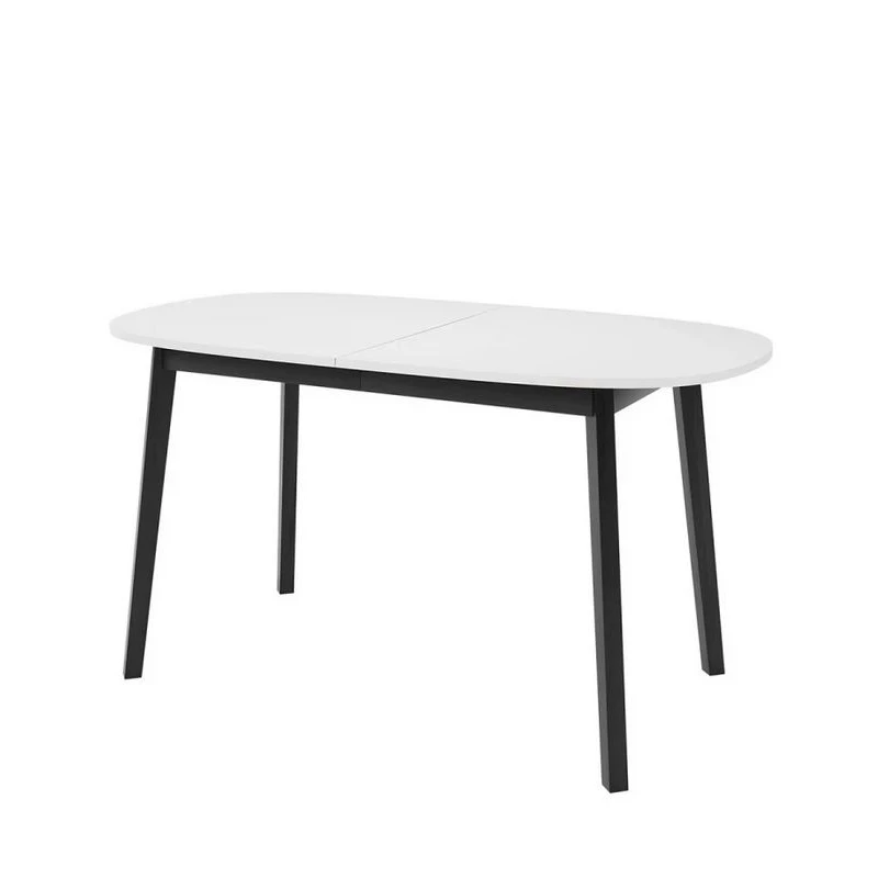 Ovális, kihúzható étkezőasztal 150x80 cm JORIS - fehér / fekete