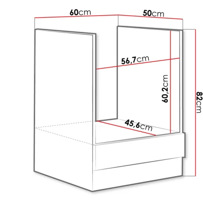 Beépített sütőszekrény 60 cm GENJI - szürke / fényes fehér