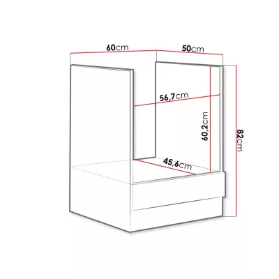 Beépített sütőszekrény 60 cm GENJI - szürke / fényes fehér