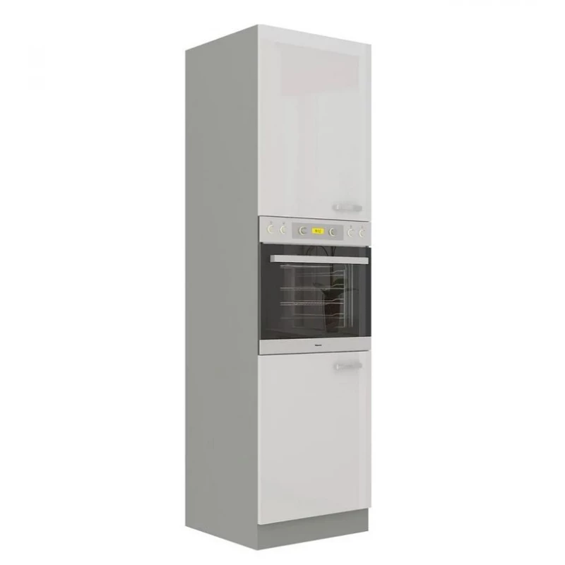 Magas szekrény 60 cm beépíthető sütőhöz GENJI 2 - szürke / fényes fehér