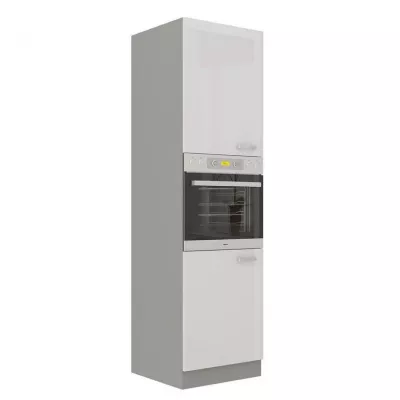 Magas szekrény 60 cm beépíthető sütőhöz GENJI 2 - szürke / fényes fehér