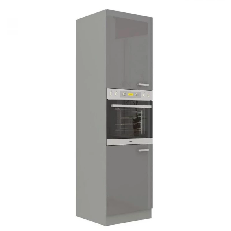 Magas szekrény 60 cm beépíthető sütőhöz RONG 2 - szürke / fényes szürke