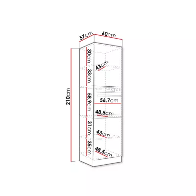 Magas szekrény beépíthető sütőhöz 60 cm SHAN 2 - szürke / fényes krém