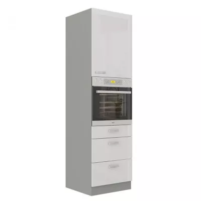 Magas szekrény 60 cm beépíthető sütőhöz GENJI 1 - szürke / fényes fehér