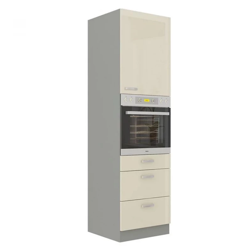 Magas szekrény beépíthető sütőhöz 60 cm SHAN 1 - szürke / fényes krém