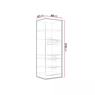 Magas szekrény 60 cm beépíthető sütőhöz RONG 1 - szürke / fényes szürke