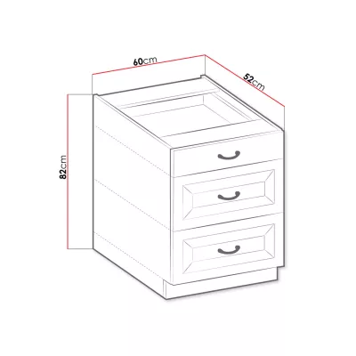 Alsó fiókos konyhaszekrény 60 cm FRYZIA - fehér