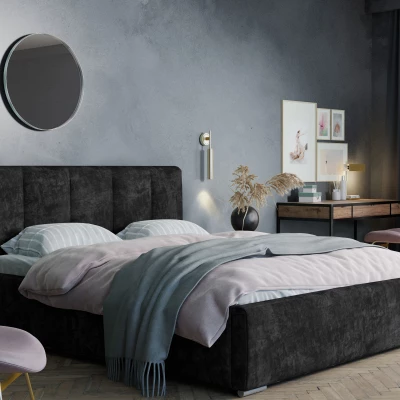 Modern kárpitozott ágy 160x200 NEUSA 1 tárolóhellyel - antracit