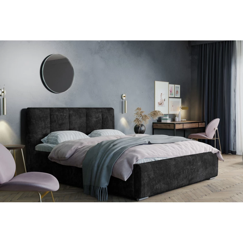 Modern kárpitozott ágy 160x200 NEUSA 1 tárolóhellyel - antracit