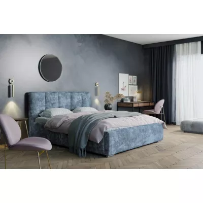 Modern kárpitozott ágy 160x200 NEUSA 1 tárolóhellyel - kék