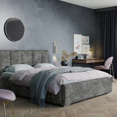 Modern kárpitozott ágy 140x200 NEUSA 1 tárolóhellyel - szürke
